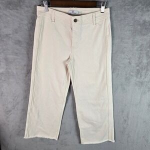 Vineyard Vines Womens Cream Wide Leg Cropped Raw Hem Jeans 2P001647 Size 25